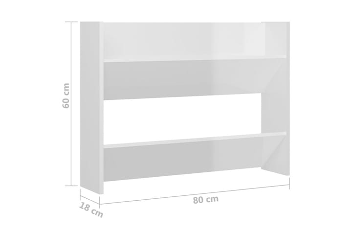 Seinäkenkäkaappi korkeakiilto 80x18x60 cm - Säilytys - Kenkäsäilytys