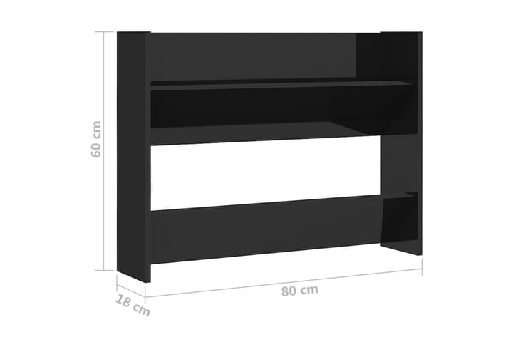 Seinäkenkäkaappi korkeakiilto musta 80x18x60 cm lastulevy - Säilytys - Kenkäsäilytys