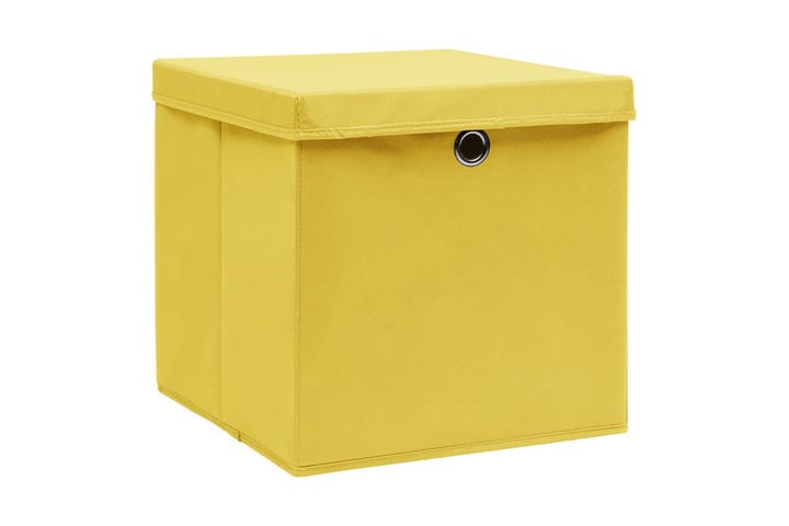 Säilytyslaatikot kansilla 10 kpl 28x28x28 cm keltainen - Keltainen - Säilytys - Piensäilytys - Säilytyslaatikko