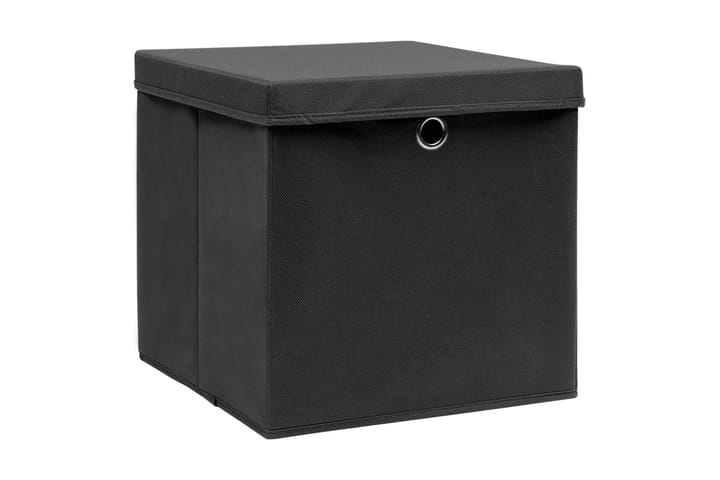 Säilytyslaatikot kansilla 10 kpl 28x28x28 cm musta - Musta - Säilytys - Piensäilytys - Säilytyslaatikko - Laatikko