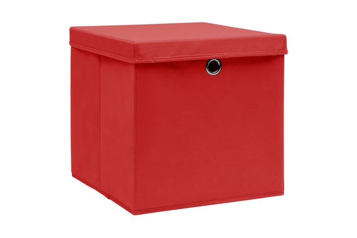 Säilytyslaatikot kansilla 10 kpl 28x28x28 cm punainen - Punainen - Säilytys - Piensäilytys