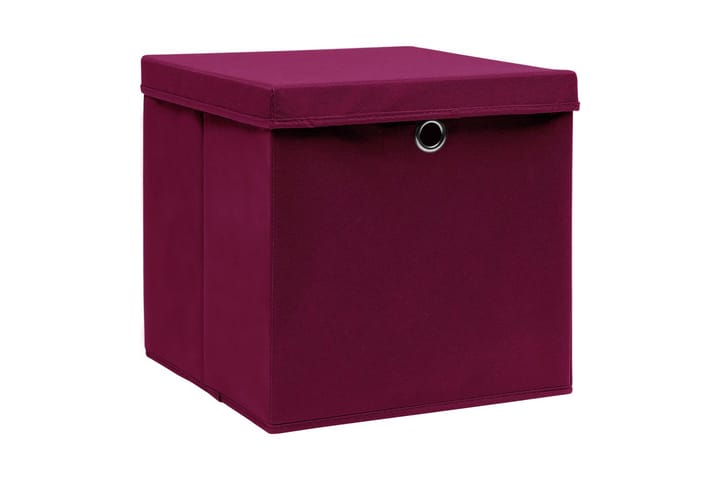 Säilytyslaatikot kansilla 10 kpl 28x28x28 cm tummanpunainen - Punainen - Säilytys - Piensäilytys - Säilytyslaatikko - Laatikko