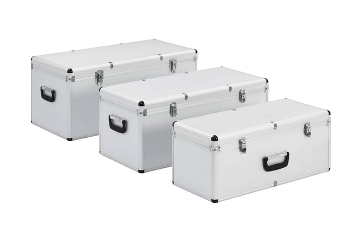 Säilytyslaatikot 3 kpl hopea alumiini - Hopea - Puutarhakalusteet - Säilytyslaatikot & kalustesuojat - Säilytyslaatikot ulos
