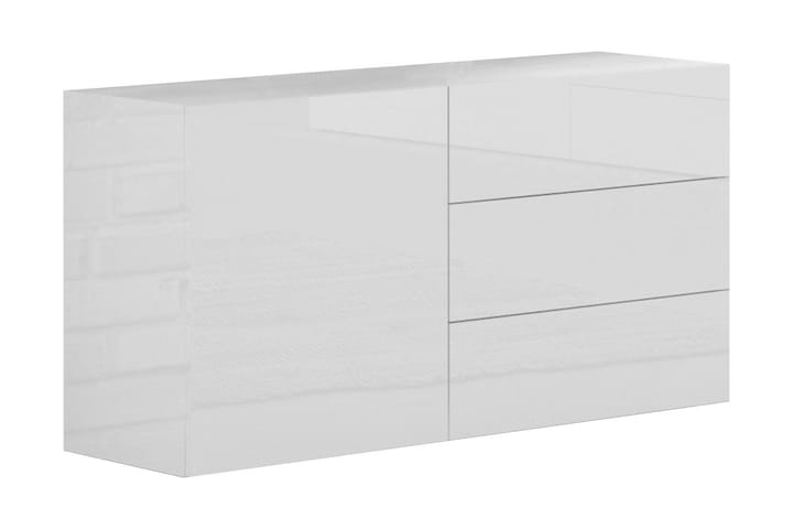 Senkki Metzera 110 cm Ovi + 3 laatikkoa - Valkoinen Korkeakiilto - Säilytys - Säilytyskalusteet - Senkki