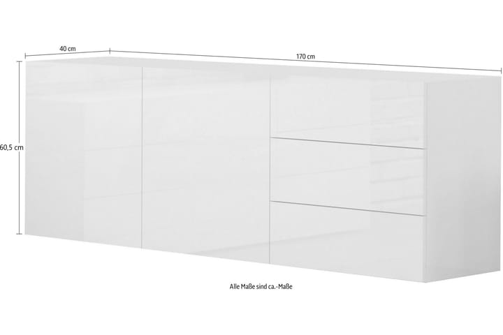 Senkki Metzera 170 cm 2 ovea + 3 laatikkoa - Antrasiitti Korkeakiilto - Säilytys - Säilytyskalusteet - Senkki