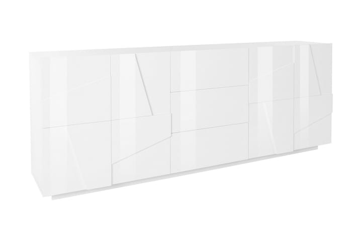 Senkki Pinsac 224 cm 4 ovea + 3 laatikkoa - Valkoinen Korkeakiilto - Säilytys - Säilytyskalusteet - Senkki