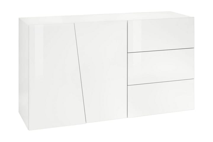 Senkki Vegara 141 cm 2 ovea + 3 laatikkoa - Valkoinen Korkeakiilto - Säilytys - Säilytyskalusteet - Senkki