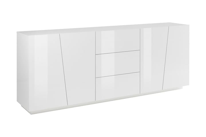 Senkki Vegara 220 cm 4 ovea + 3 laatikkoa - Valkoinen Korkeakiilto - Säilytys - Säilytyskalusteet - Senkki