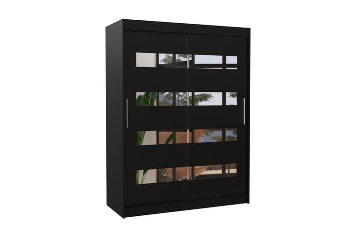 Vaatekaappi peilillä Baltan 150x200 cm - Musta - Säilytys - Vaatesäilytys - Vaatekaappi