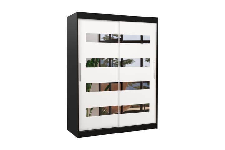 Vaatekaappi peilillä Baltan 150x200 cm - Musta/Valkoinen - Säilytys - Vaatesäilytys - Vaatekaappi
