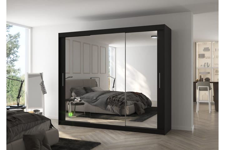 Vaatekaappi peilillä Cessieu 250x215 cm - Musta - Säilytys - Vaatesäilytys - Vaatekaappi