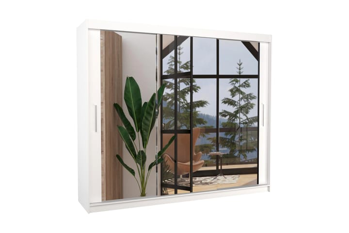 Vaatekaappi peilillä Cessieu 250x215 cm - Valkoinen - Säilytys - Vaatesäilytys - Vaatekaappi