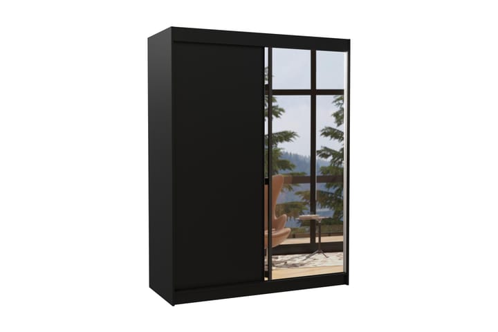 Vaatekaappi peilillä Jordaan 150x200 cm - Musta - Säilytys - Vaatesäilytys - Vaatekaappi
