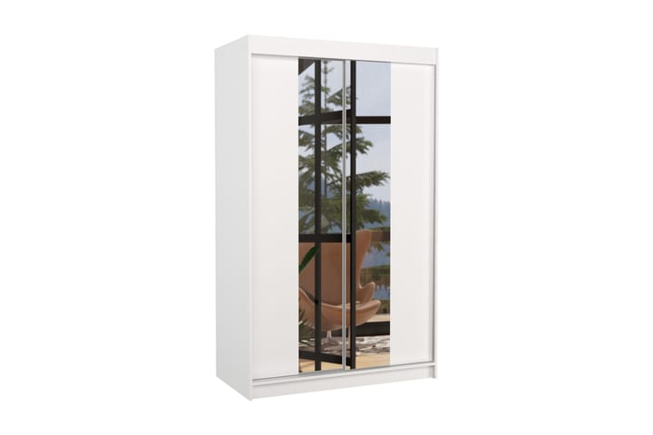 Vaatekaappi peilillä Marvesa 120x200 cm - Valkoinen - Säilytys - Vaatesäilytys - Vaatekaappi