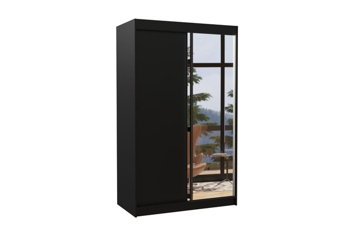 Vaatekaappi peilillä Rahwali 120x200 cm - Musta - Säilytys - Vaatesäilytys - Vaatekaappi