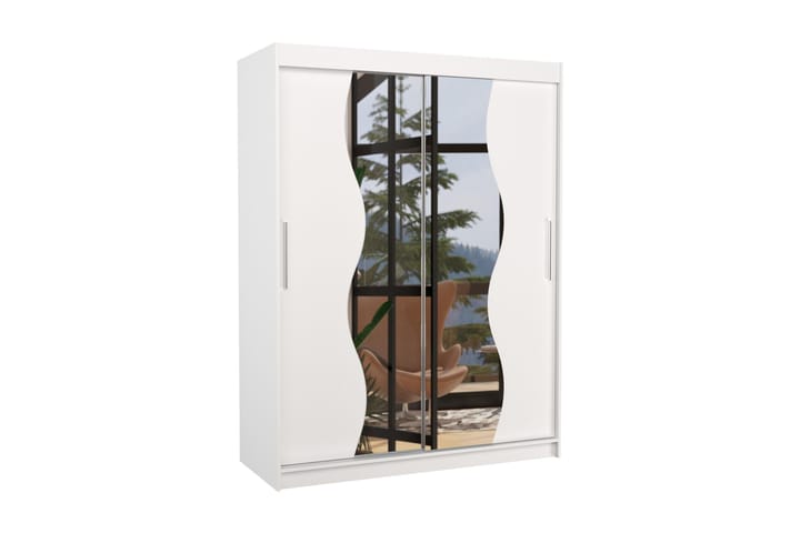 Vaatekaappi peilillä Reignac 150x200 cm - Valkoinen - Säilytys - Vaatesäilytys - Vaatekaappi