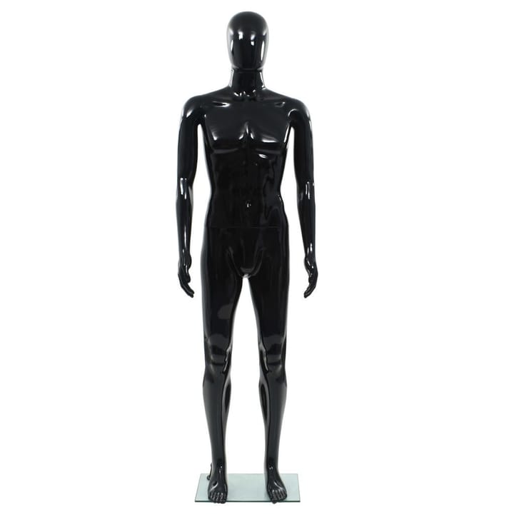 Aidon kokoinen miesmallinukke lasijalustalla musta 185 cm - Musta - Säilytys - Vaatesäilytys - Vaatenaulakko - Vaateteline