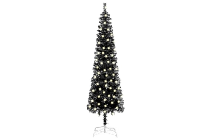 Kapea joulukuusi LED-valoilla musta 210 cm - Sisustustuotteet - Joulukoristeet & juhlakoristeet - Joulukoristeet - Tekokuusi