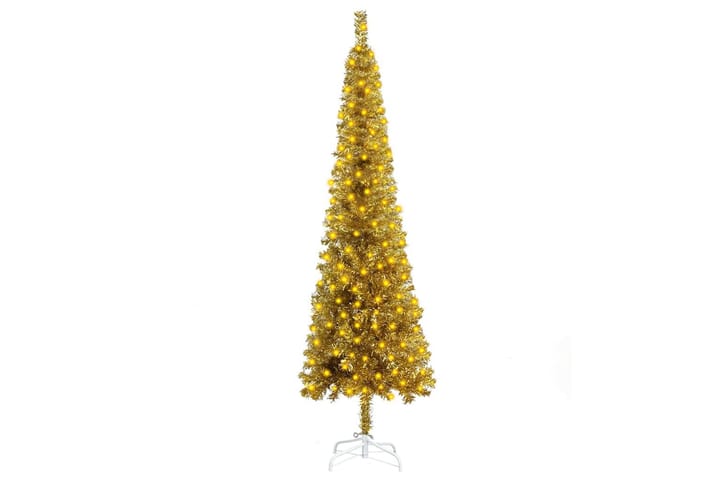 Ohut joulukuusi LED-valoilla kulta 210 cm - Sisustustuotteet - Joulukoristeet & juhlakoristeet - Joulukoristeet - Tekokuusi