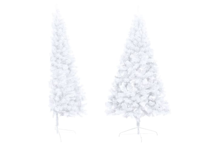 Tekojoulukuusen puolikas LED-valo ja pallot valkoinen 180 cm - Sisustustuotteet - Joulukoristeet & juhlakoristeet - Joulukoristeet - Tekokuusi