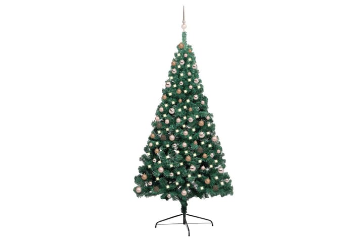 Tekojoulukuusen puolikas LED-valo ja pallot vihreä 210 cm - Sisustustuotteet - Joulukoristeet & juhlakoristeet - Joulukoristeet - Tekokuusi