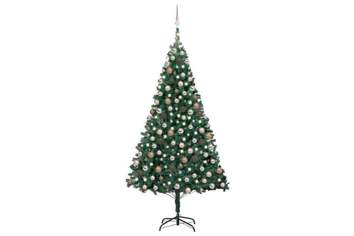 Tekojoulukuusi LED-valoilla ja palloilla vihreä 210 cm PVC - Sisustustuotteet - Joulukoristeet & juhlakoristeet - Joulukoristeet - Tekokuusi