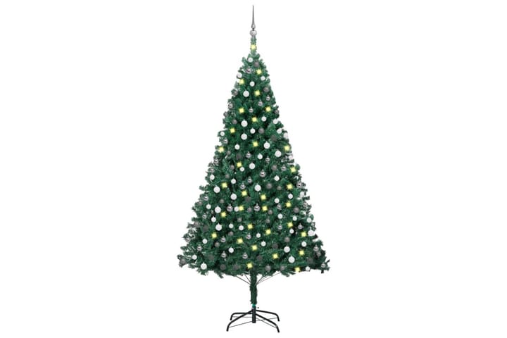 Tekojoulukuusi LED-valoilla ja palloilla vihreä 210 cm PVC - Sisustustuotteet - Joulukoristeet & juhlakoristeet - Joulukoristeet - Tekokuusi