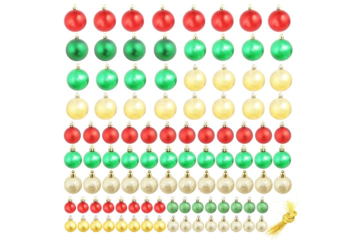 100 kpl joulukuusen pallosarja 6 cm punainen/kulta/vihreä - Monivärinen - Sisustustuotteet - Joulukoristeet & juhlakoristeet - Joulukoristeet - Joulukuusen koristeet