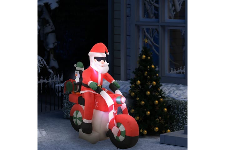 Ilmatäytteinen joulupukki moottoripyörällä LED IP44 160 cm - Sisustustuotteet - Joulukoristeet & juhlakoristeet - Joulukoristeet