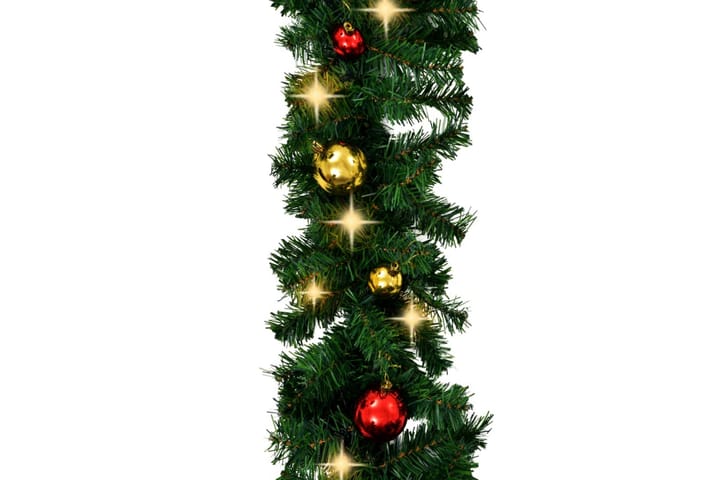 Jouluköynnös koristeltu joulupalloilla ja LED-valoilla 10 m - Vihreä - Sisustustuotteet - Joulukoristeet & juhlakoristeet - Joulukoristeet