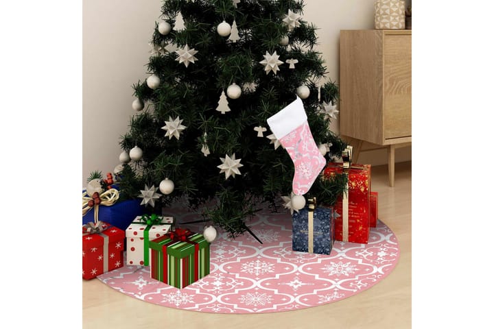Ylellinen joulukuusen jalustapeite sukalla pinkki 122 cm