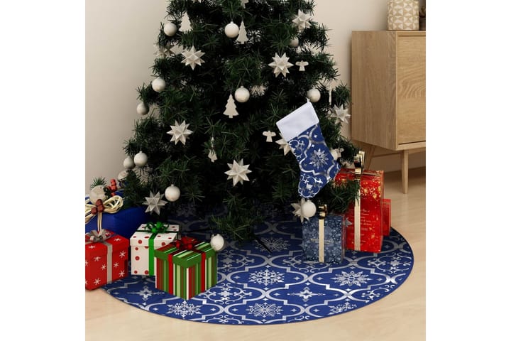 Ylellinen joulukuusen jalustapeite sukalla sininen 122cm - Sisustustuotteet - Joulukoristeet & juhlakoristeet - Joulukoristeet - Joulukuusen jalka