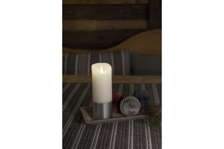 Vahakynttilä Hopeafoliolla 20,5 cm Valkoinen/Musta - Konstsmide - Sisustustuotteet - Kynttilät ja tuoksut - LED-kynttilä