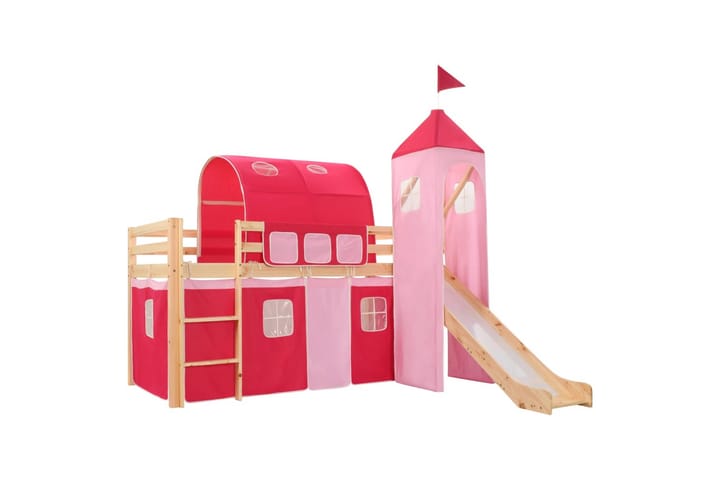 Lasten parvisängyn runko + liukumäki ja tikapuut 97x208cm - Pinkki - Sisustustuotteet - Lastenhuoneen sisustus - Lastenhuoneen koristeet