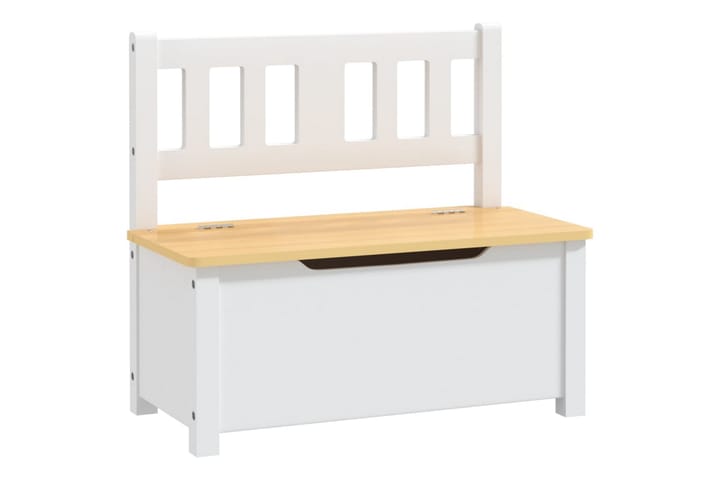 Lasten säilytyspenkki valkoinen ja beige 60x30x55 cm MDF - Valkoinen - Sisustustuotteet - Lastenhuoneen sisustus - Lastenhuonesäilytys