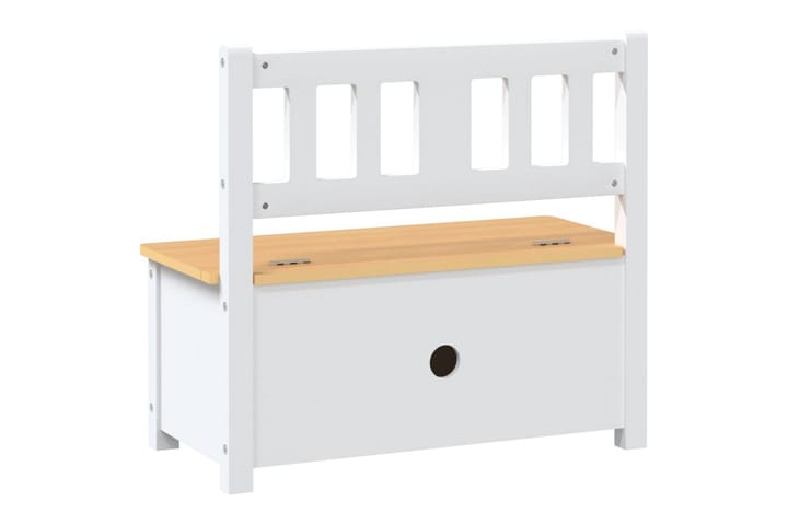 Lasten säilytyspenkki valkoinen ja beige 60x30x55 cm MDF - Valkoinen - Sisustustuotteet - Lastenhuoneen sisustus - Lastenhuonesäilytys