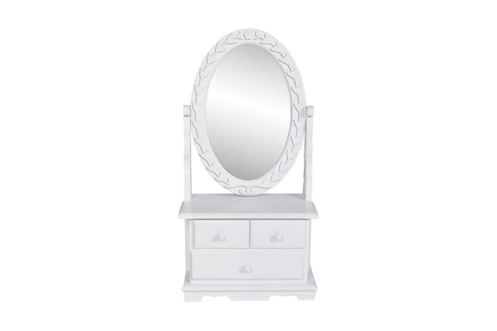 Pieni peilipöytä soikealla käännettävällä peilillä MDF - Valkoinen - Sisustustuotteet - Peili - Pöytäpeili