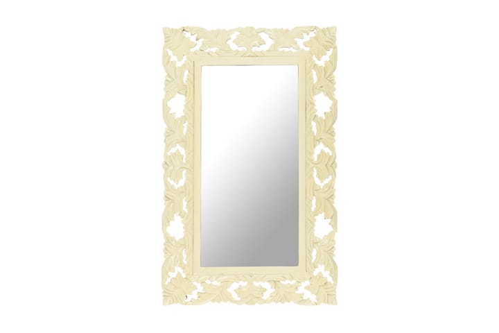 Käsinveistetty peili valkoinen 80x50 cm täysi mangopuu - Valkoinen - Sisustustuotteet - Peilit