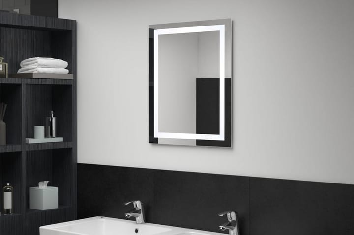 Kylpyhuoneen LED-peili kosketussensorilla 50x60 cm - Hopea - Valaistus - Kylpyhuonevalaistus - Kylpyhuonepeili valaistuksella