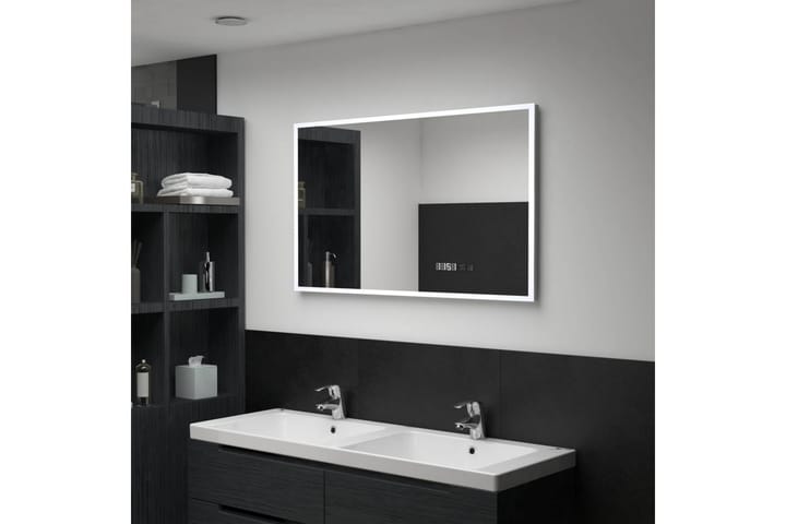 Kylpyhuoneen LED-peili kosketussensorilla & kellolla 100x60c - Hopea - Sisustustuotteet - Peili