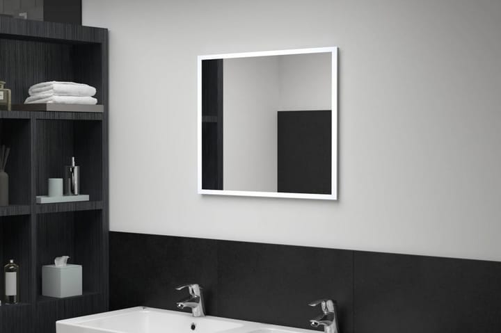 Kylpyhuoneen LED-seinäpeili 60x50 cm - Hopea - Valaistus - Kylpyhuonevalaistus - Kylpyhuonepeili valaistuksella