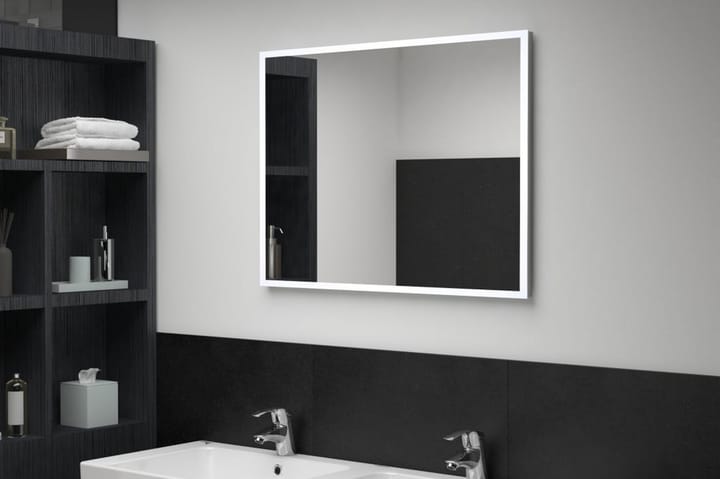 Kylpyhuoneen LED-seinäpeili 80x60 cm - Hopea - Sisustustuotteet - Peili
