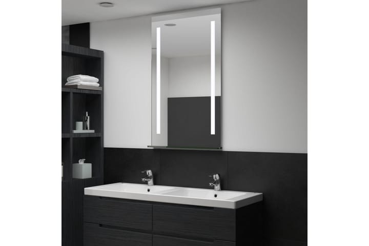 Kylpyhuoneen LED-seinäpeili hyllyllä 60x100 cm - Hopea - Sisustustuotteet - Peilit