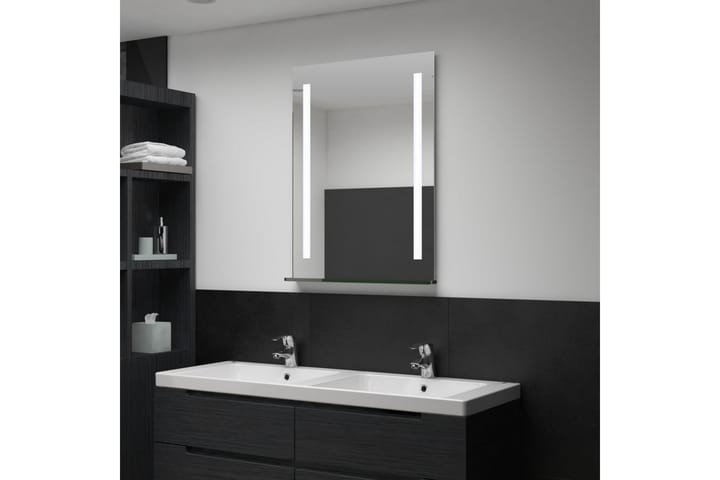 Kylpyhuoneen LED-seinäpeili hyllyllä 60x80 cm - Hopea - Sisustustuotteet - Peilit