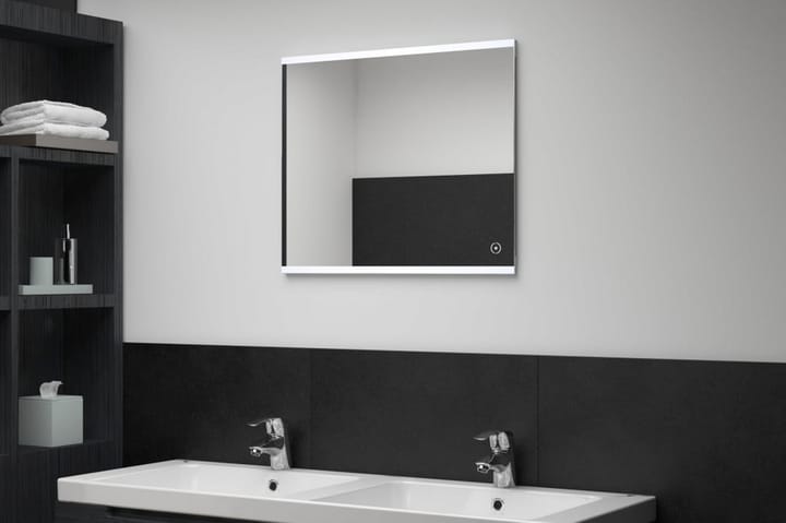 Kylpyhuoneen LED-seinäpeili kosketussensorilla 60x50 cm - Hopea - Valaistus - Kylpyhuonevalaistus - Kylpyhuonepeili valaistuksella