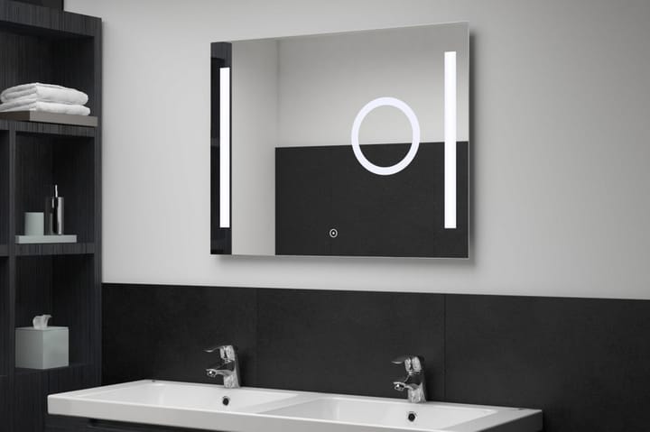 Kylpyhuoneen LED-seinäpeili kosketussensorilla 80x60 cm - Hopea - Talo & remontointi - Keittiö & kylpyhuone - Kylpyhuone - Kylpyhuonekalusteet - Kylpyhuoneen peilit