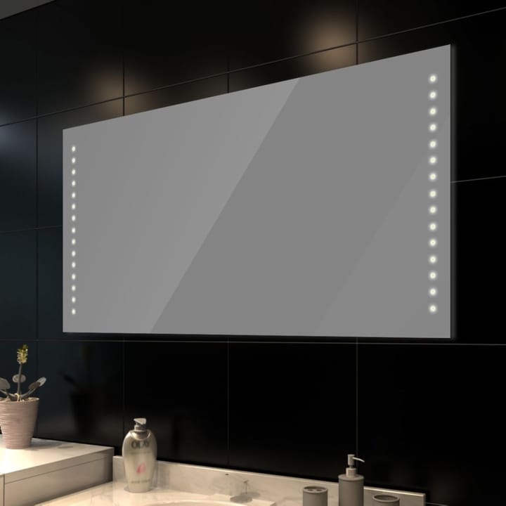 Kylpyhuoneen peili LED-valoilla 100 x 60 cm - Hopea - Sisustustuotteet - Peili