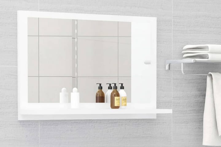 Kylpyhuonepeili korkeakiilto valkoinen 60x10,5x37 cm - Valkoinen - Sisustustuotteet - Peilit