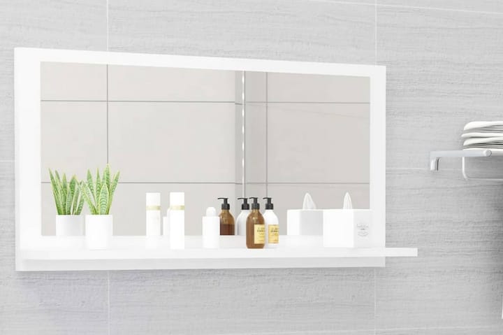 Kylpyhuonepeili korkeakiilto valkoinen 80x10,5x37 cm - Valkoinen - Sisustustuotteet - Peili