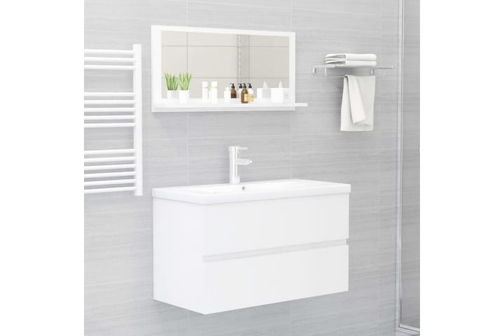 Kylpyhuonepeili korkeakiilto valkoinen 80x10,5x37 cm - Valkoinen - Sisustustuotteet - Peilit